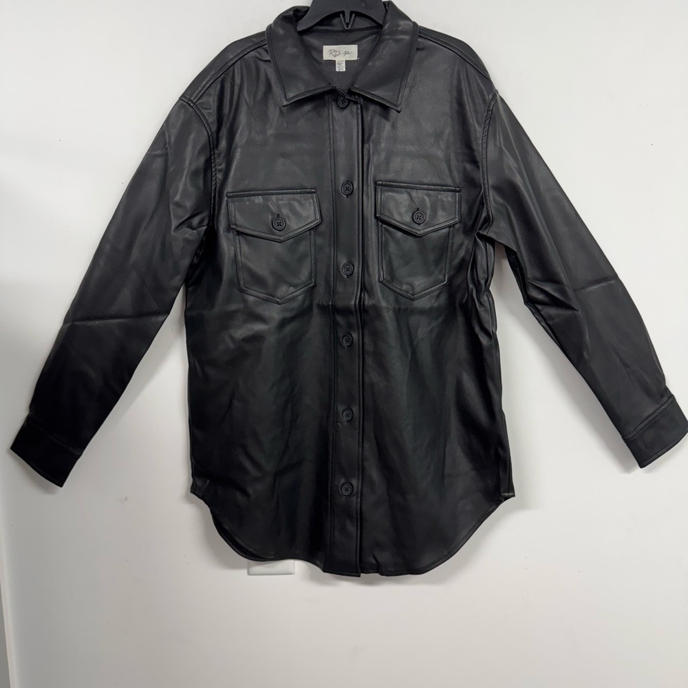 RD Style Black Faux Leather Motorcycle Jacket